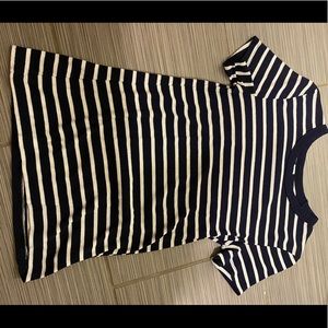 Navy and white striped long shirt stretchy